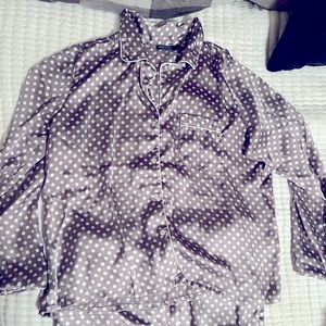 Nasty Gal silky pajama set. Lavender with white polka dots. Size L